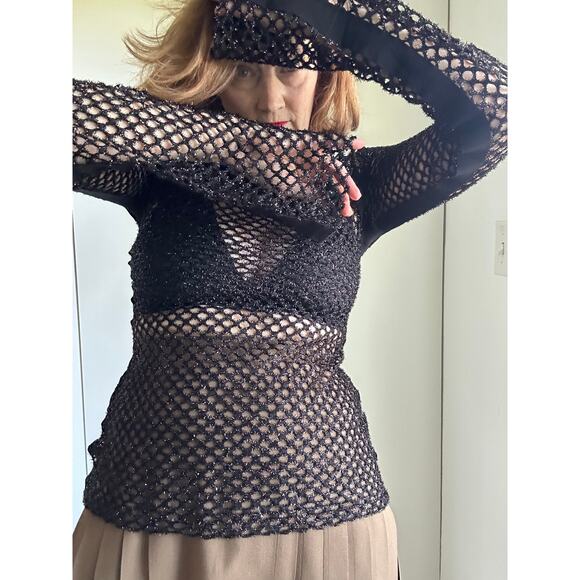 KYE Opening Ceremony Mesh Black Shirt Size Medium Sheer Punk Goth Grunge Style - Picture 5 of 10